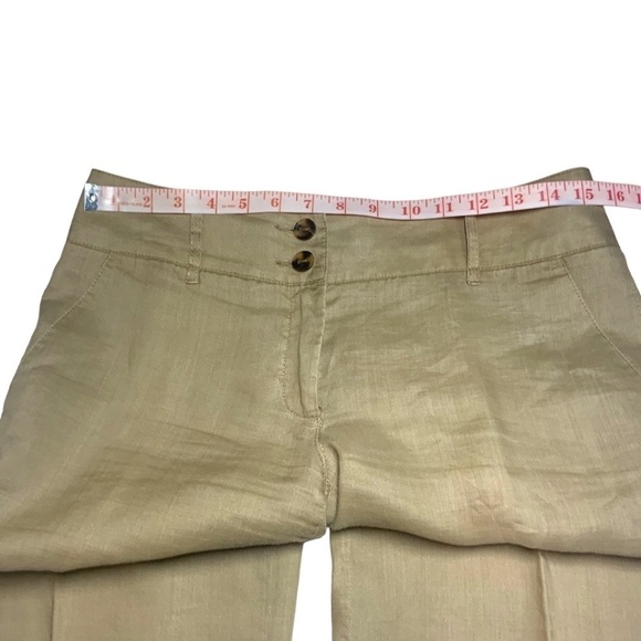 ZARA BASIC 100% Ramie Cropped Straight Leg Trousers US Sz 4 - Picture 6 of 9